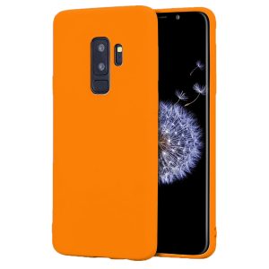 Husa protectie, interior de catifea, compatibila cu Samsung Galaxy S9 Plus, FONIX BloomShield, silicon, margini ridicate, slim, Portocaliu neon