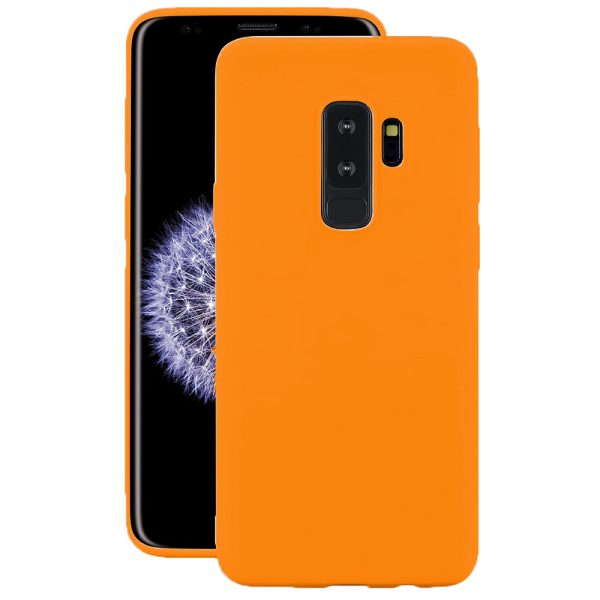 Husa protectie, interior de catifea, compatibila cu Samsung Galaxy S9 Plus, FONIX BloomShield, silicon, margini ridicate, slim, Portocaliu neon2