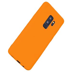 Husa protectie, interior de catifea, compatibila cu Samsung Galaxy S9 Plus, FONIX BloomShield, silicon, margini ridicate, slim, Portocaliu neon