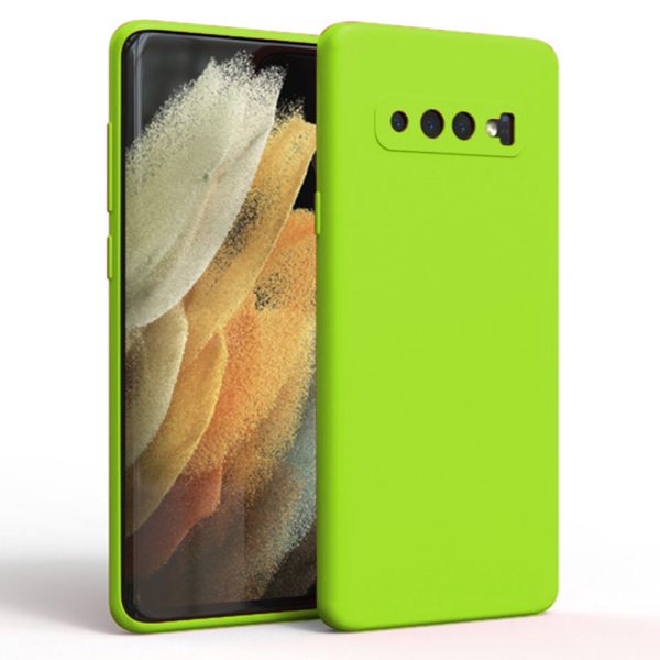 Husa protectie, interior de catifea, compatibila cu Samsung Galaxy S10, FONIX BloomShield, silicon, margini ridicate, slim, Verde neon