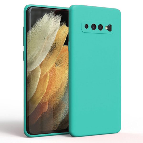 Husa protectie, interior de catifea, compatibila cu Samsung Galaxy S10, FONIX BloomShield, silicon, margini ridicate, slim, Turcoaz