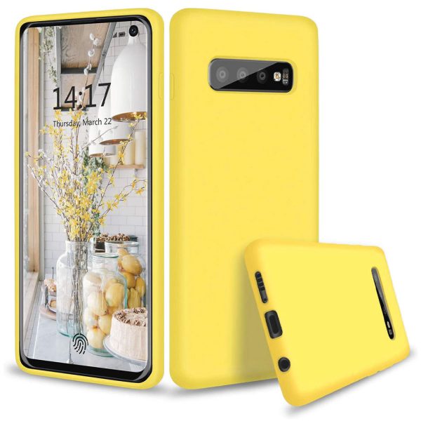 Husa protectie, interior de catifea, compatibila cu Samsung Galaxy S10, FONIX BloomShield, silicon, margini ridicate, slim, Galben2