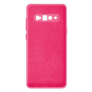 Husa protectie, interior de catifea, compatibila cu Samsung Galaxy S10 Plus, FONIX BloomShield, silicon, margini ridicate, slim, Roz neon3