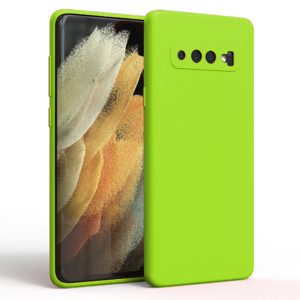 Husa protectie, interior de catifea, compatibila cu Samsung Galaxy S10 Plus, FONIX BloomShield, silicon, margini ridicate, slim, Verde neon