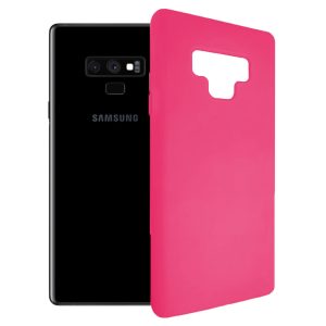 Husa protectie, interior de catifea, compatibila cu Samsung Galaxy Note 9, FONIX BloomShield, silicon, margini ridicate, slim, Roz neon