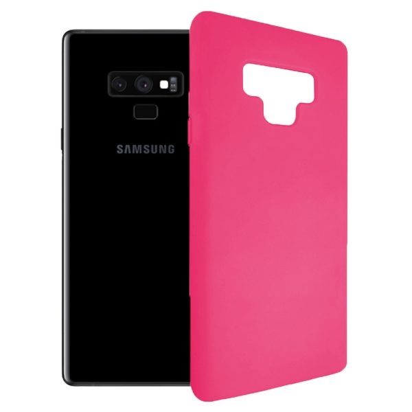 Husa protectie, interior de catifea, compatibila cu Samsung Galaxy Note 9, FONIX BloomShield, silicon, margini ridicate, slim, Roz neon