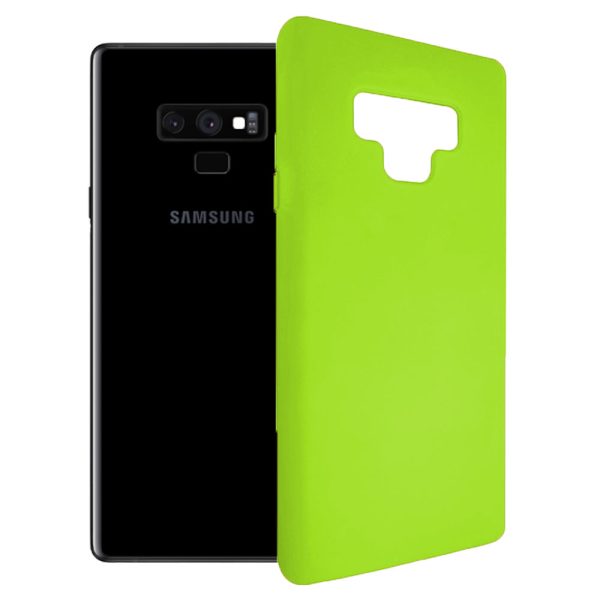 Husa protectie, interior de catifea, compatibila cu Samsung Galaxy Note 9, FONIX BloomShield, silicon, margini ridicate, slim, Verde neon