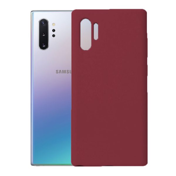 Husa protectie, interior de catifea, compatibila cu Samsung Galaxy Note 10 Plus, FONIX BloomShield, silicon, margini ridicate, slim, Visiniu