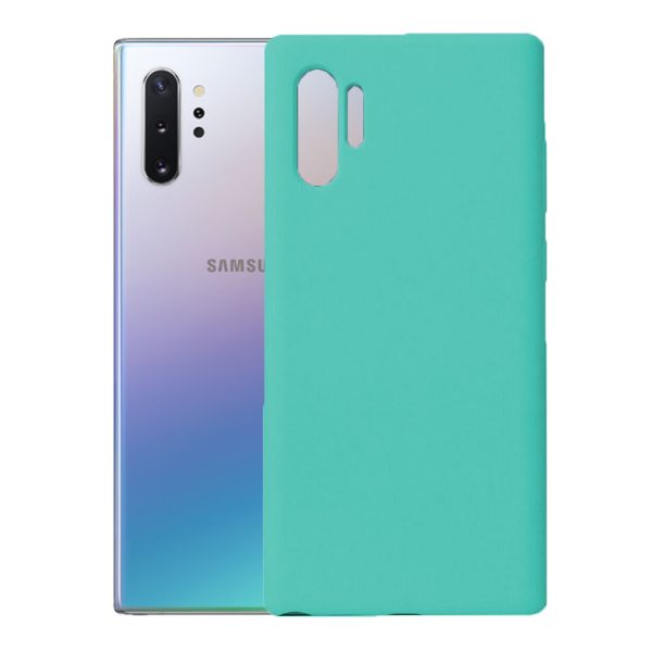 Husa protectie, interior de catifea, compatibila cu Samsung Galaxy Note 10 Plus, FONIX BloomShield, silicon, margini ridicate, slim, Turcoaz