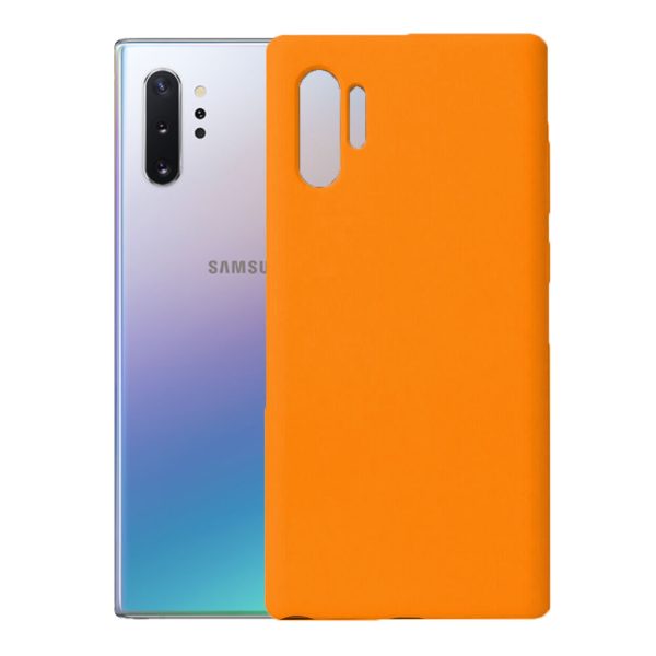 Husa protectie, interior de catifea, compatibila cu Samsung Galaxy Note 10 Plus, FONIX BloomShield, silicon, margini ridicate, slim, Portocaliu neon