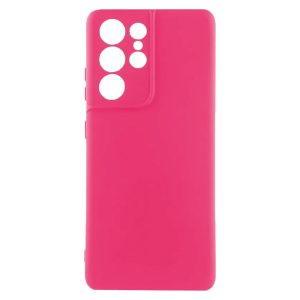 Husa protectie, interior de catifea, compatibila cu Samsung Galaxy S21 Ultra, FONIX BloomShield, silicon, margini ridicate, slim, Roz neon3