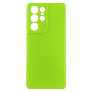 Husa protectie, interior de catifea, compatibila cu Samsung Galaxy S21 Ultra, FONIX BloomShield, silicon, margini ridicate, slim, Verde neon3