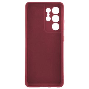 Husa protectie, interior de catifea, compatibila cu Samsung Galaxy S21 Ultra, FONIX BloomShield, silicon, margini ridicate, slim, Burgundy2