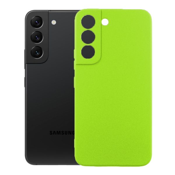 Husa protectie, interior de catifea, compatibila cu Samsung Galaxy S22, FONIX BloomShield, silicon, margini ridicate, slim, Verde neon