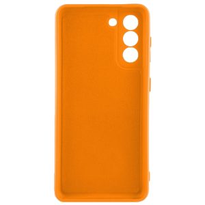 Husa protectie, interior de catifea, compatibila cu Samsung Galaxy S22, FONIX BloomShield, silicon, margini ridicate, slim, Portocaliu neon2