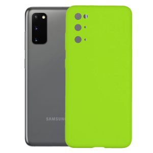 Husa protectie, interior de catifea, compatibila cu Samsung Galaxy S20, FONIX BloomShield, silicon, margini ridicate, slim, Verde neon