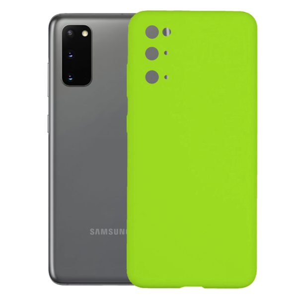 Husa protectie, interior de catifea, compatibila cu Samsung Galaxy S20 Plus, FONIX BloomShield, silicon, margini ridicate, slim, Verde neon