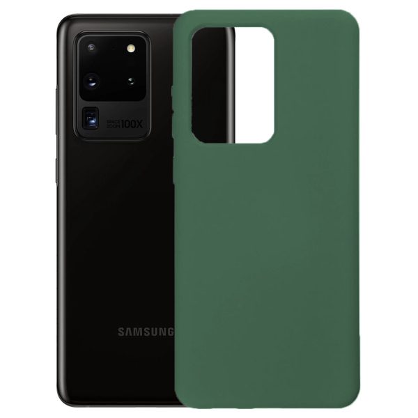 Husa protectie, interior de catifea, compatibila cu Samsung Galaxy S20 Ultra, FONIX BloomShield, silicon, margini ridicate, slim, Verde inchis