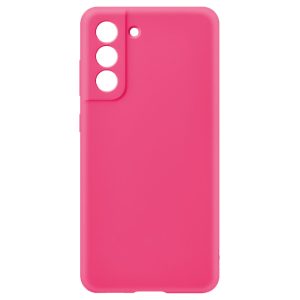 Husa protectie, interior de catifea, compatibila cu Samsung Galaxy S21, FONIX BloomShield, silicon, margini ridicate, slim, Roz neon2