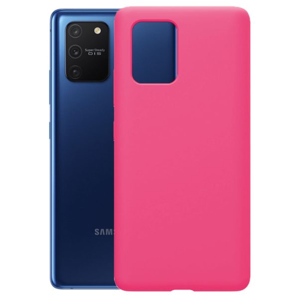 Husa protectie, interior de catifea, compatibila cu Samsung Galaxy S10 Lite, FONIX BloomShield, silicon, margini ridicate, slim, Roz neon