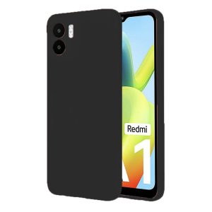 Husa protectie, interior de catifea, compatibila cu Xiaomi Redmi A1, FONIX BloomShield, silicon, margini ridicate, slim, Negru