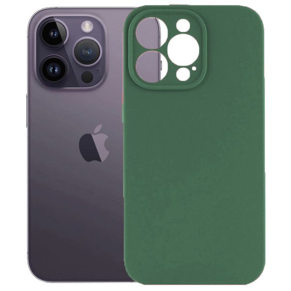 Husa protectie, interior de catifea, compatibila cu Apple iPhone 14 Pro, FONIX BloomShield, silicon, margini ridicate, slim, Verde inchis