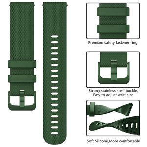 Curea de silicon compatibila cu Huawei Watch GT, Fonix Dot Design, Mata, Fina, Comfortabila, Durabila, Atasare slide-in / slide-out, 20 mm, Verde Inchis - 5