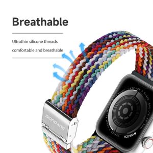 Curea compatibila cu Apple Watch SE 40 mm, Fonix Stripes, Textil elastic, Respirabil, Comfortabila, Inchidere cu catarama, Atasare simpla, Fixa, Multicolor - 3