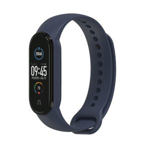 Curea de silicon compatibila cu Xiaomi Mi Band 5 / 5 NFC, Fonix Soft Touch, Design unicolor, Mata, Fina, Comfortabila, Durabila, Atasare slide-in / slide-out, Albastru