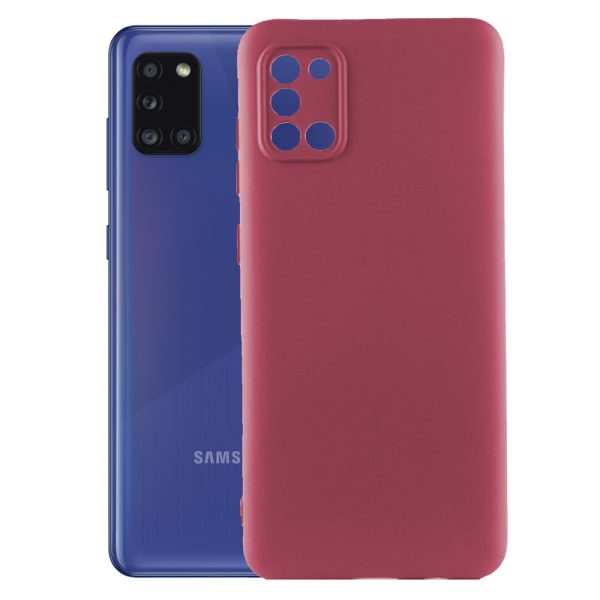 Husa protectie, interior de catifea, compatibila cu Samsung Galaxy A31, FONIX BloomShield, silicon, margini ridicate, slim, Visiniu