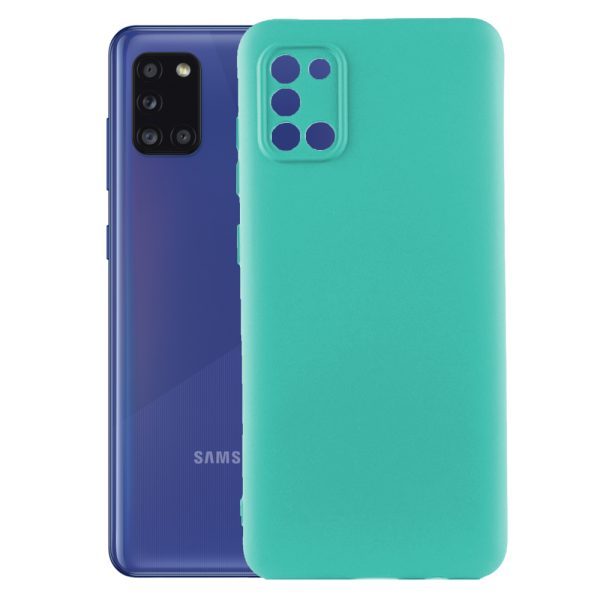 Husa protectie, interior de catifea, compatibila cu Samsung Galaxy A31, FONIX BloomShield, silicon, margini ridicate, slim, Turcoaz