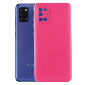 Husa protectie, interior de catifea, compatibila cu Samsung Galaxy A31, FONIX BloomShield, silicon, margini ridicate, slim, Roz neon