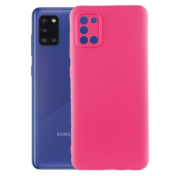 Husa protectie, interior de catifea, compatibila cu Samsung Galaxy A31, FONIX BloomShield, silicon, margini ridicate, slim, Roz neon