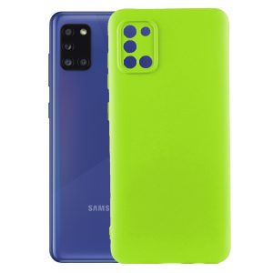 Husa protectie, interior de catifea, compatibila cu Samsung Galaxy A31, FONIX BloomShield, silicon, margini ridicate, slim, Verde neon