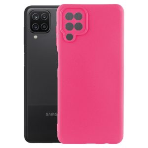 Husa protectie, interior de catifea, compatibila cu Samsung Galaxy A12 / M12, FONIX BloomShield, silicon, margini ridicate, slim, Roz neon