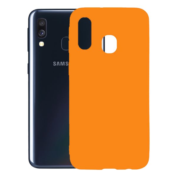 Husa protectie, interior de catifea, compatibila cu Samsung Galaxy A20e, FONIX BloomShield, silicon, margini ridicate, slim, Portocaliu neon