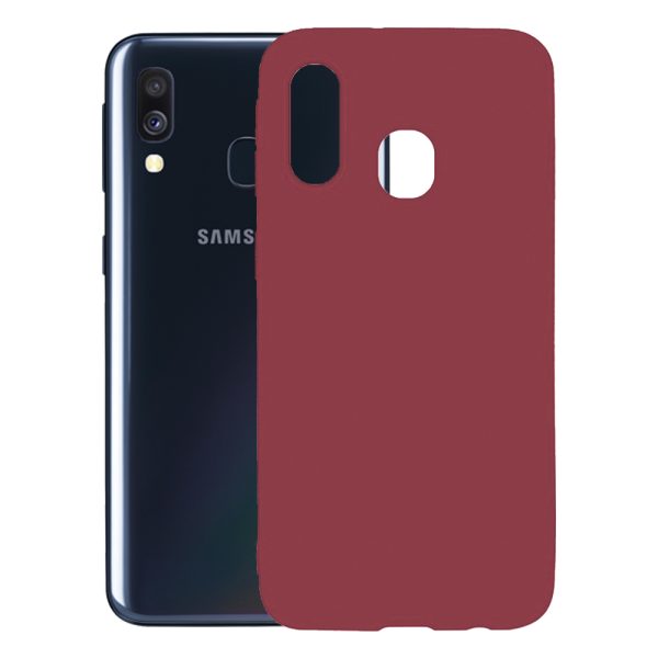 Husa protectie, interior de catifea, compatibila cu Samsung Galaxy A40, FONIX BloomShield, silicon, margini ridicate, slim, Visiniu