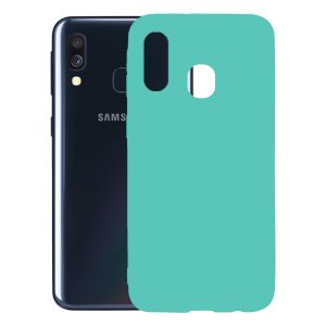 Husa protectie, interior de catifea, compatibila cu Samsung Galaxy A40, FONIX BloomShield, silicon, margini ridicate, slim, Turcoaz