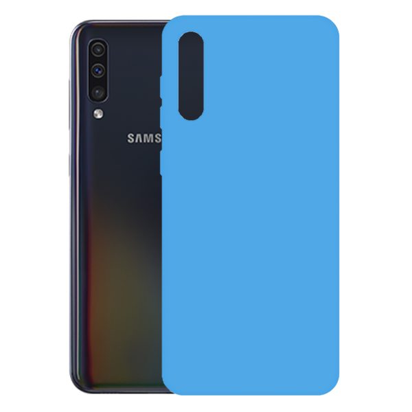 Husa protectie, interior de catifea, compatibila cu Samsung Galaxy A70, FONIX BloomShield, silicon, margini ridicate, slim, Albastru