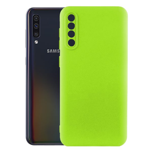 Husa protectie, interior de catifea, compatibila cu Samsung Galaxy A70, FONIX BloomShield, silicon, margini ridicate, slim, Verde neon