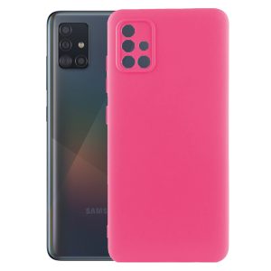 Husa protectie, interior de catifea, compatibila cu Samsung Galaxy A51, FONIX BloomShield, silicon, margini ridicate, slim, Roz neon