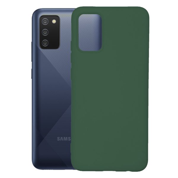 Husa protectie, interior de catifea, compatibila cu Samsung Galaxy A02s, FONIX BloomShield, silicon, margini ridicate, slim, Verde inchis