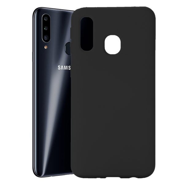 Husa protectie, interior de catifea, compatibila cu Samsung Galaxy A20s, FONIX BloomShield, silicon, margini ridicate, slim, Negru