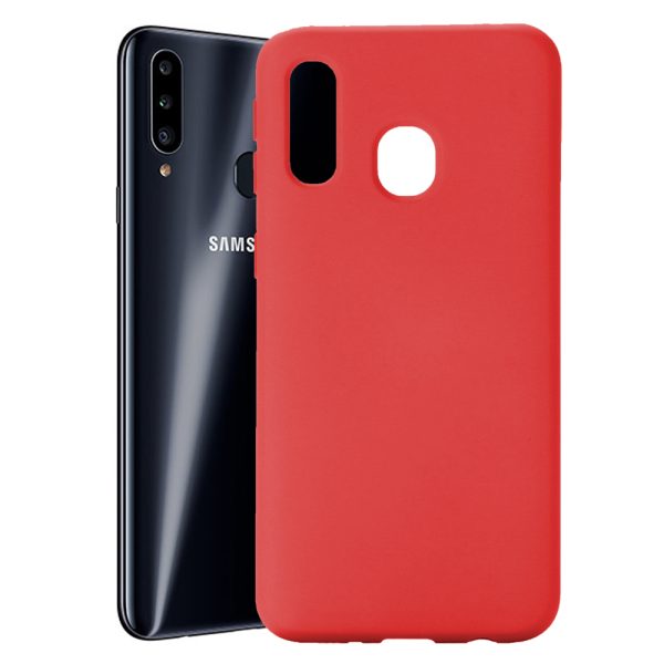 Husa protectie, interior de catifea, compatibila cu Samsung Galaxy A20s, FONIX BloomShield, silicon, margini ridicate, slim, Rosu