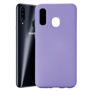 Husa protectie, interior de catifea, compatibila cu Samsung Galaxy A20s, FONIX BloomShield, silicon, margini ridicate, slim, Mov