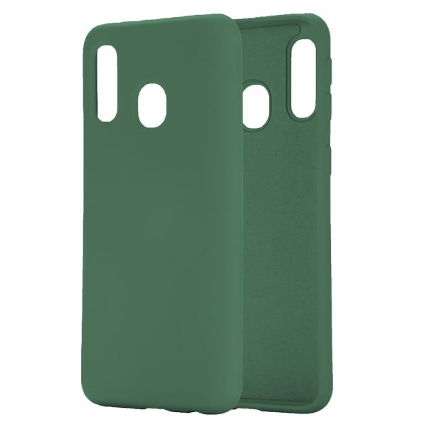 Husa protectie, interior de catifea, compatibila cu Samsung Galaxy A20s, FONIX BloomShield, silicon, margini ridicate, slim, Verde inchis