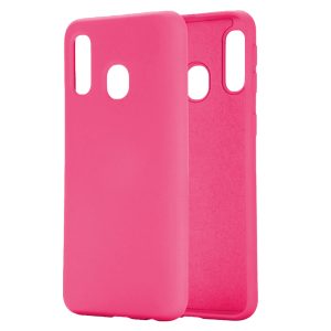 Husa protectie, interior de catifea, compatibila cu Samsung Galaxy A20s, FONIX BloomShield, silicon, margini ridicate, slim, Roz neon