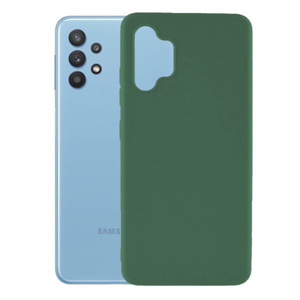 Husa protectie, interior de catifea, compatibila cu Samsung Galaxy A32 5G / M32 5G, FONIX BloomShield, silicon, margini ridicate, slim, Verde inchis