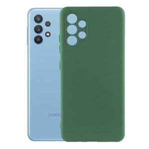 Husa protectie, interior de catifea, compatibila cu Samsung Galaxy A32 4G, FONIX BloomShield, silicon, margini ridicate, slim, Verde inchis