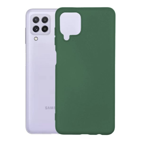 Husa protectie, interior de catifea, compatibila cu Samsung Galaxy A22 4G / M22 4G, FONIX BloomShield, silicon, margini ridicate, slim, Verde inchis